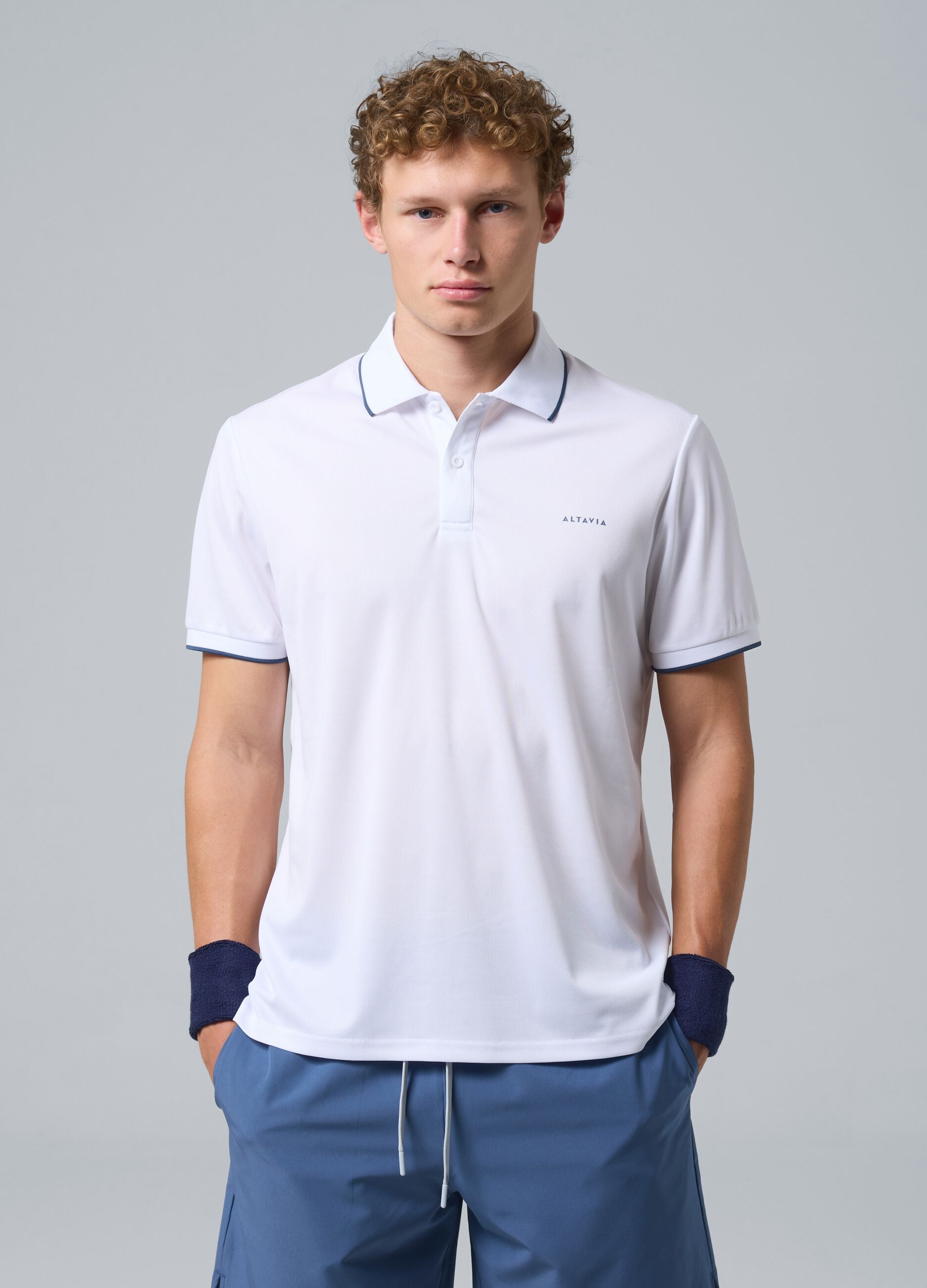 White ALTAVIA COURT sports polo in technical fabric
