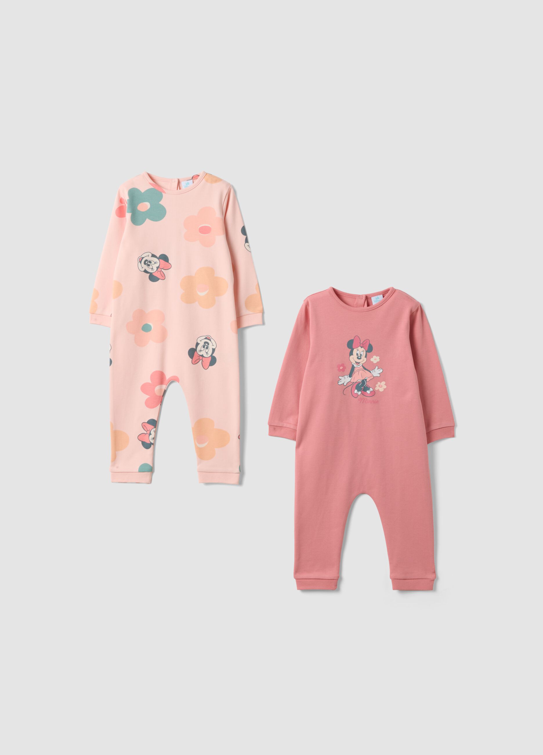 Bipack di tutine rosa in puro cotone con stampa Minnie