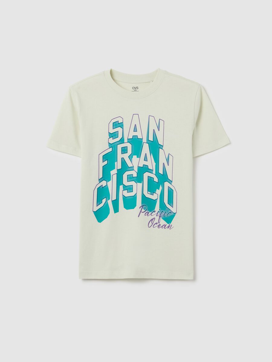 T-shirt da ragazzo in puro cotone verde regular fit con stampa_3