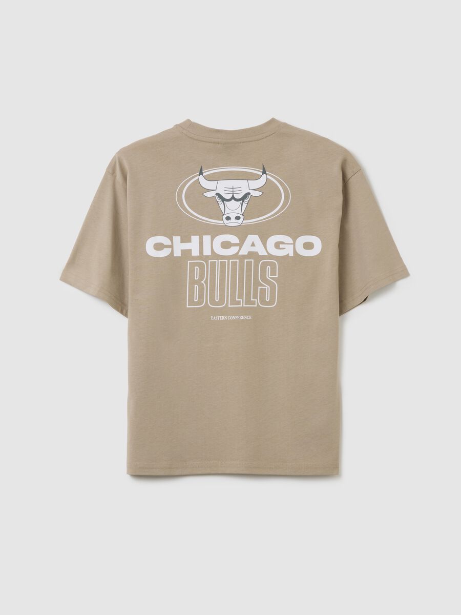 Children's T-shirt in pure beige cotton regular fit with Chicago Bulls logo_4