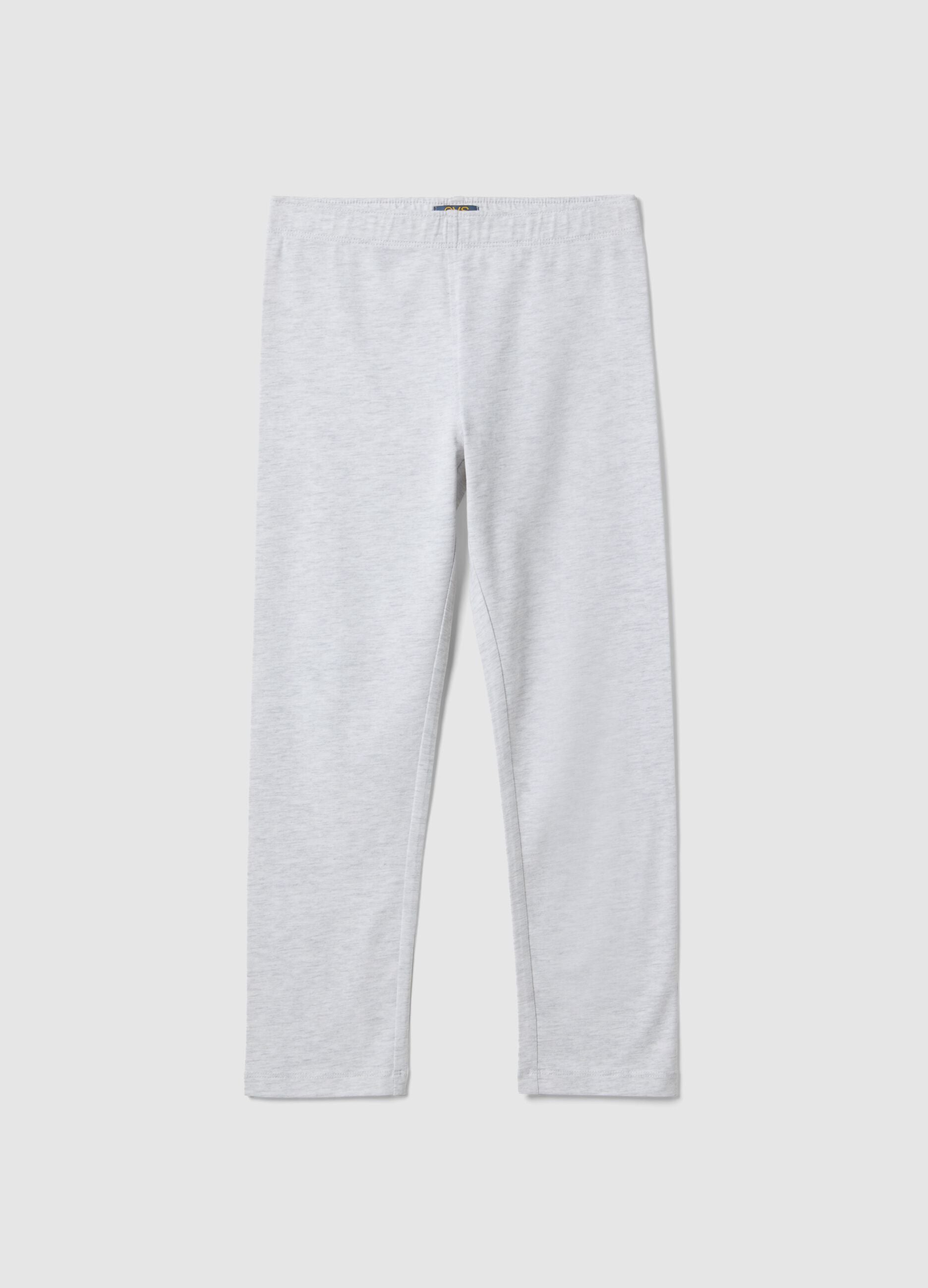 Grey cotton blend skinny leggings for girls