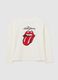 Girls' white cotton shirt with Rolling Stones print_0