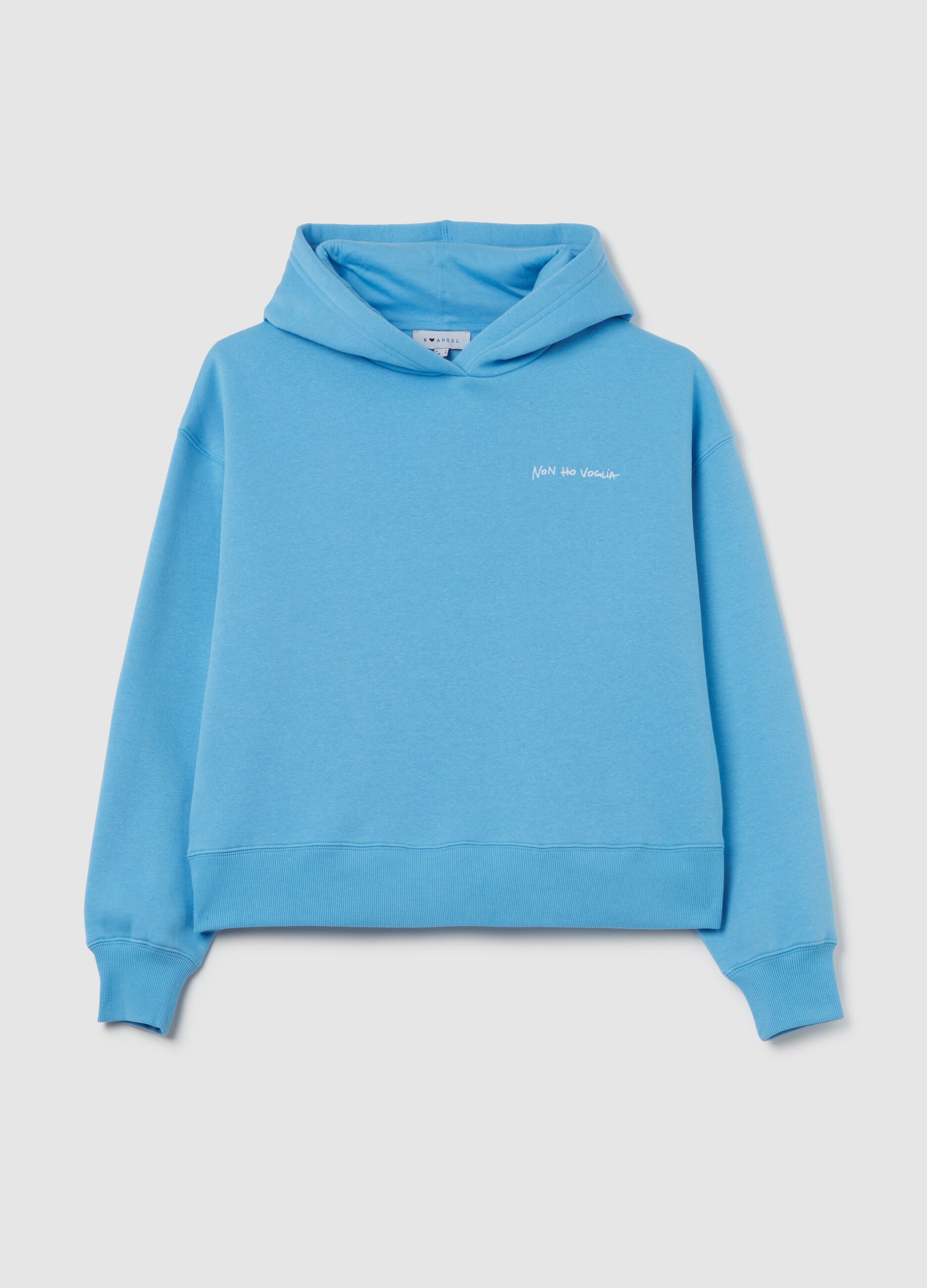Felpa con cappuccio ricamo Non ho voglia Blu chiaro B. ANGEL da Donna OVS