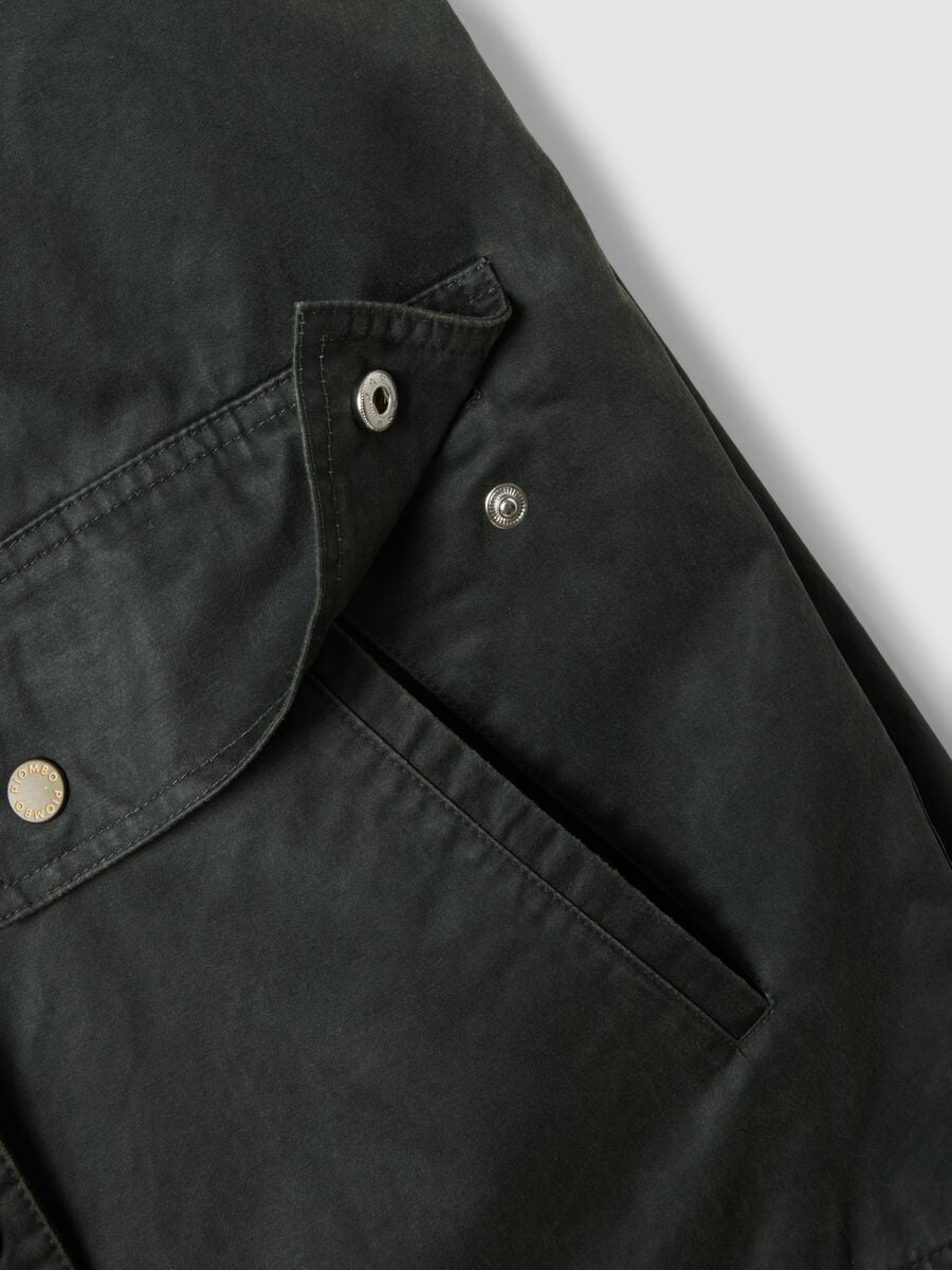 Parka verde in misto cotone con colletto in velluto_1