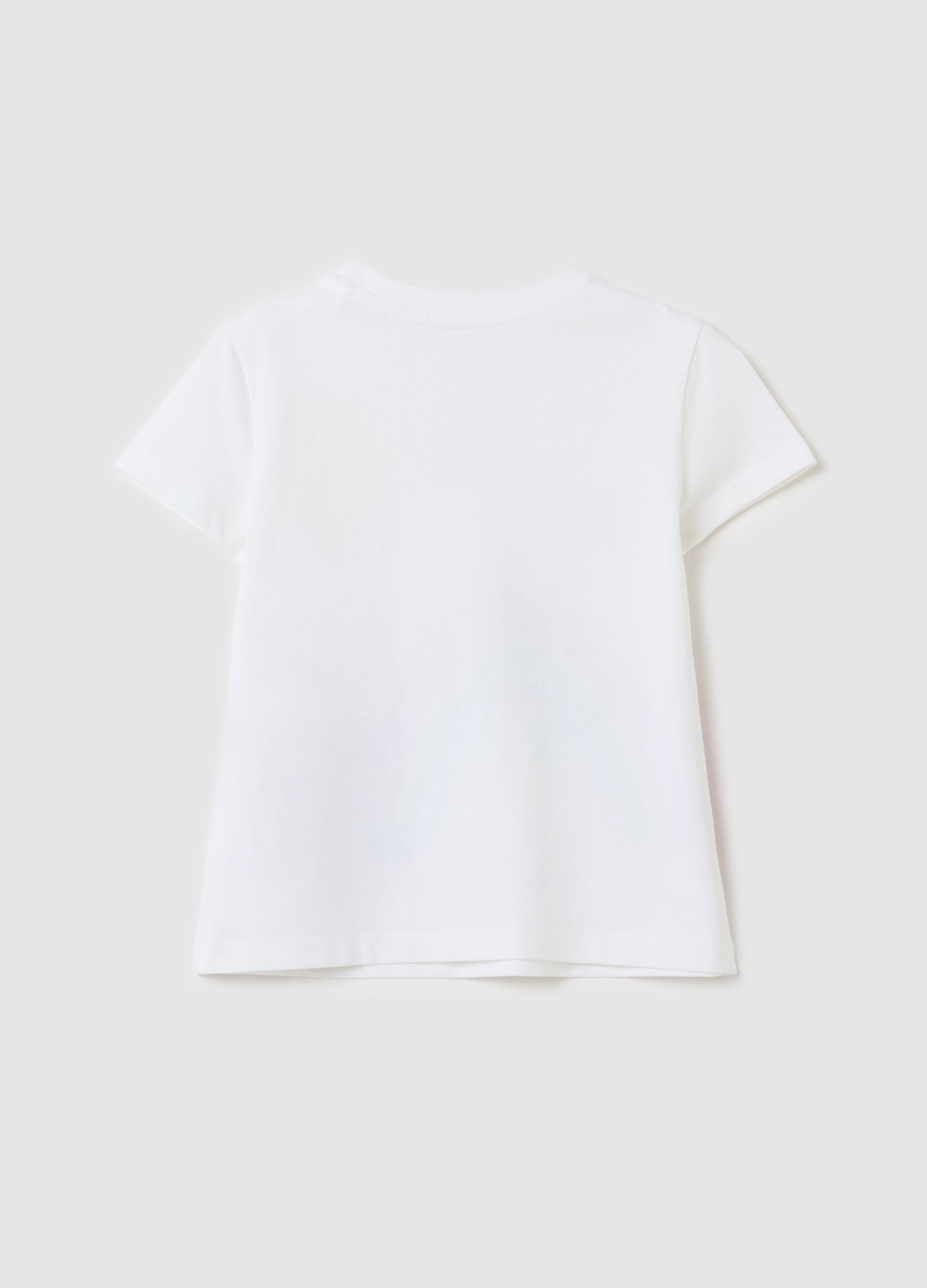 T-shirt in cotone stretch con stampa Stitch e strass 
