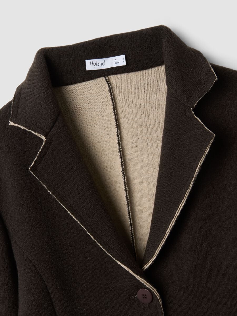 Giacca marrone scuro in misto viscosa elasticizzata regular fit_1