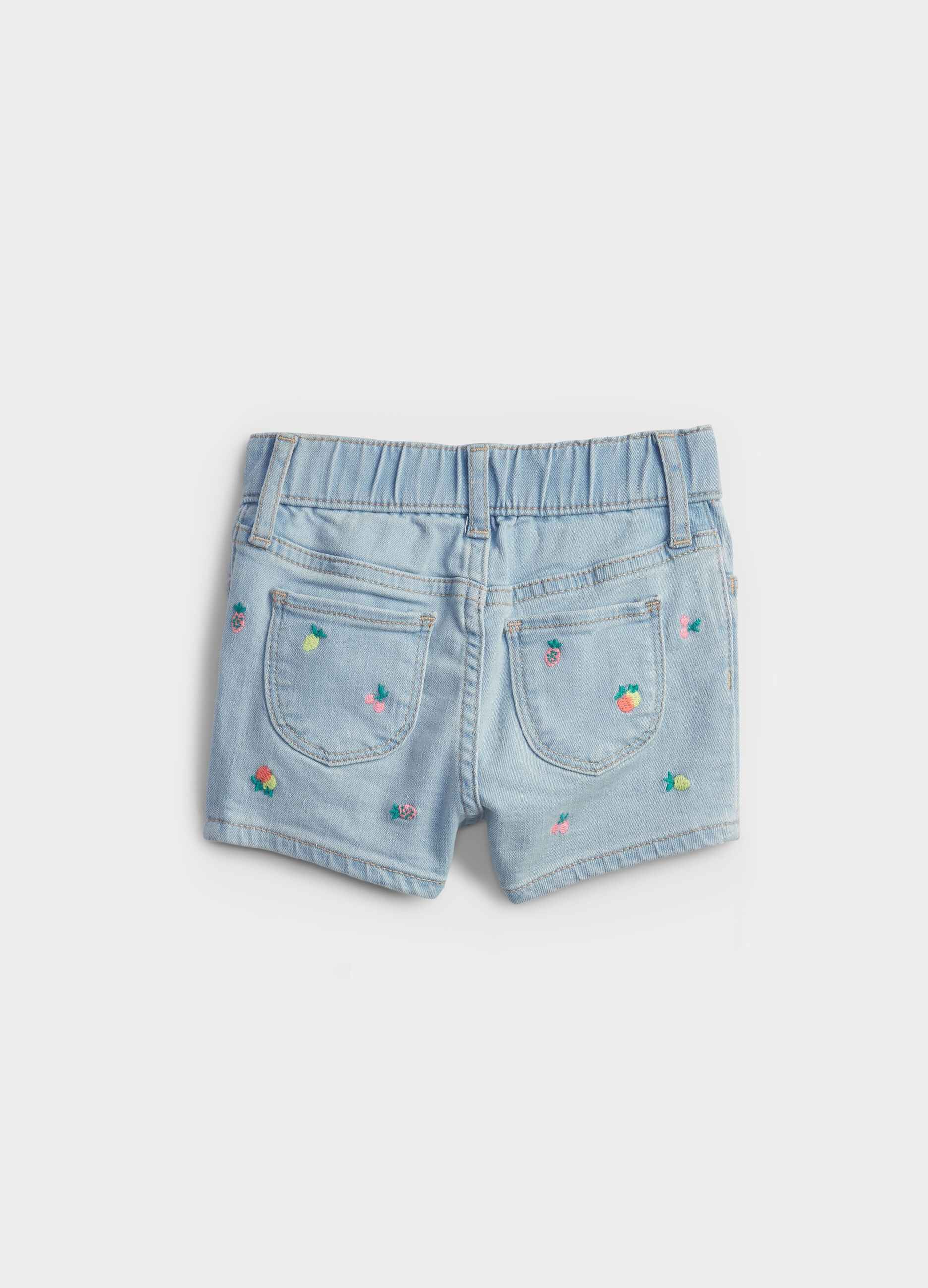 Denim shorts with all-over embroidery