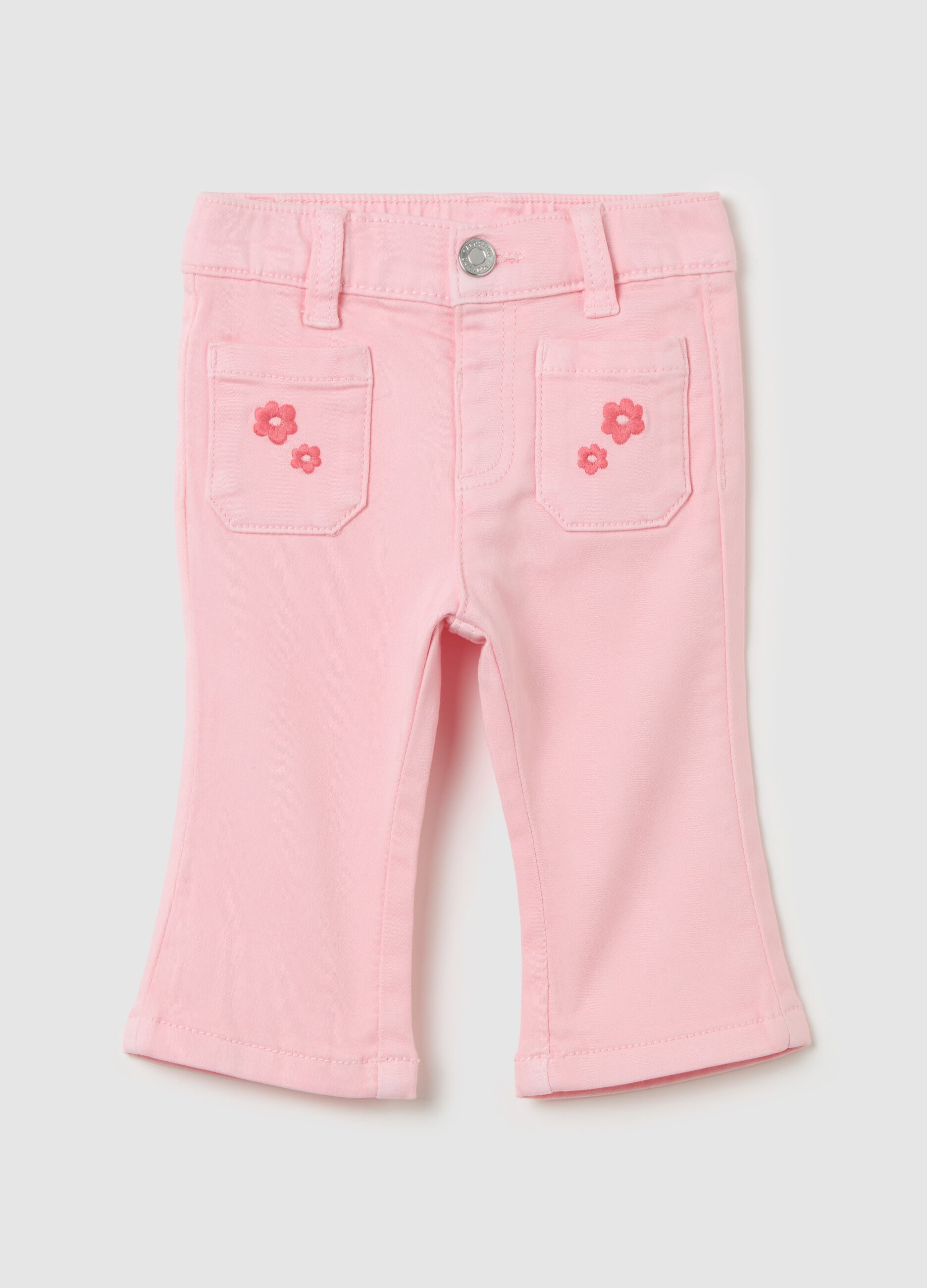 Flare-fit jeans with floral embroidery