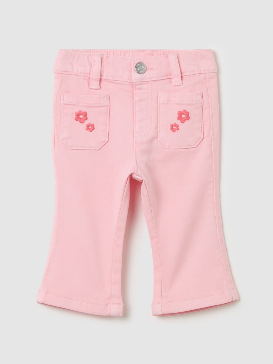 Flare-fit jeans with floral embroidery_0
