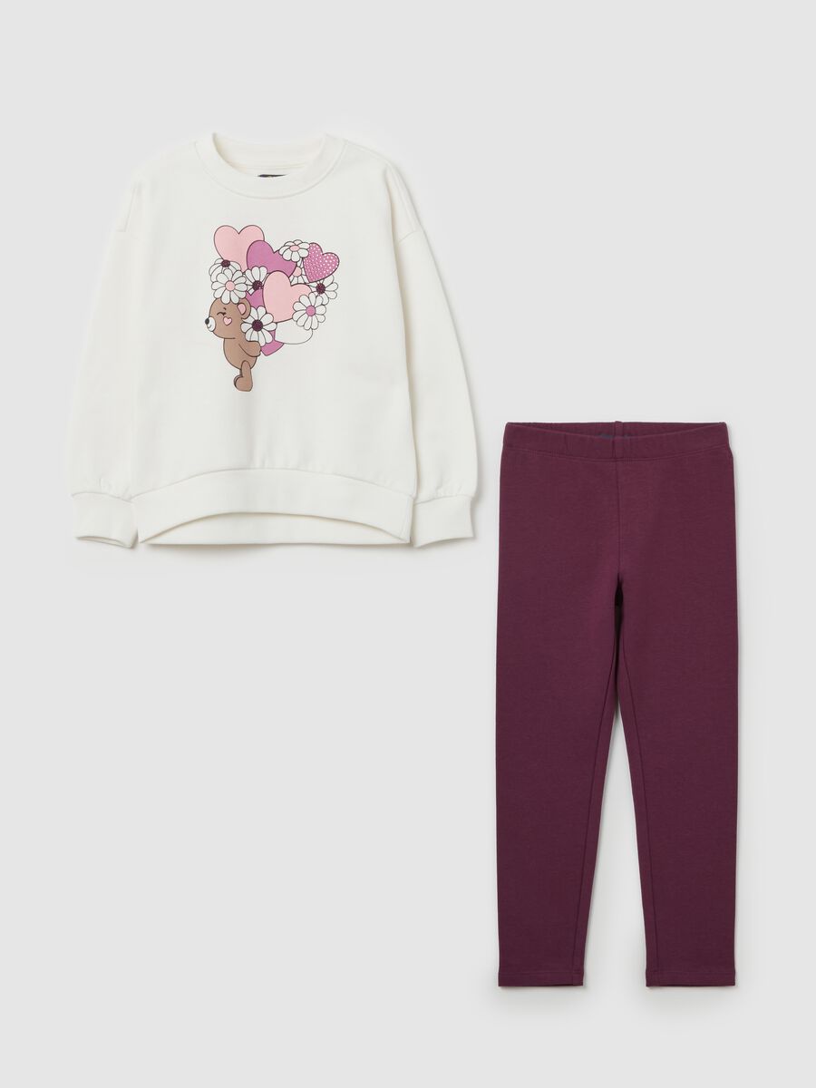 Jogging set top con stampa gattino_0