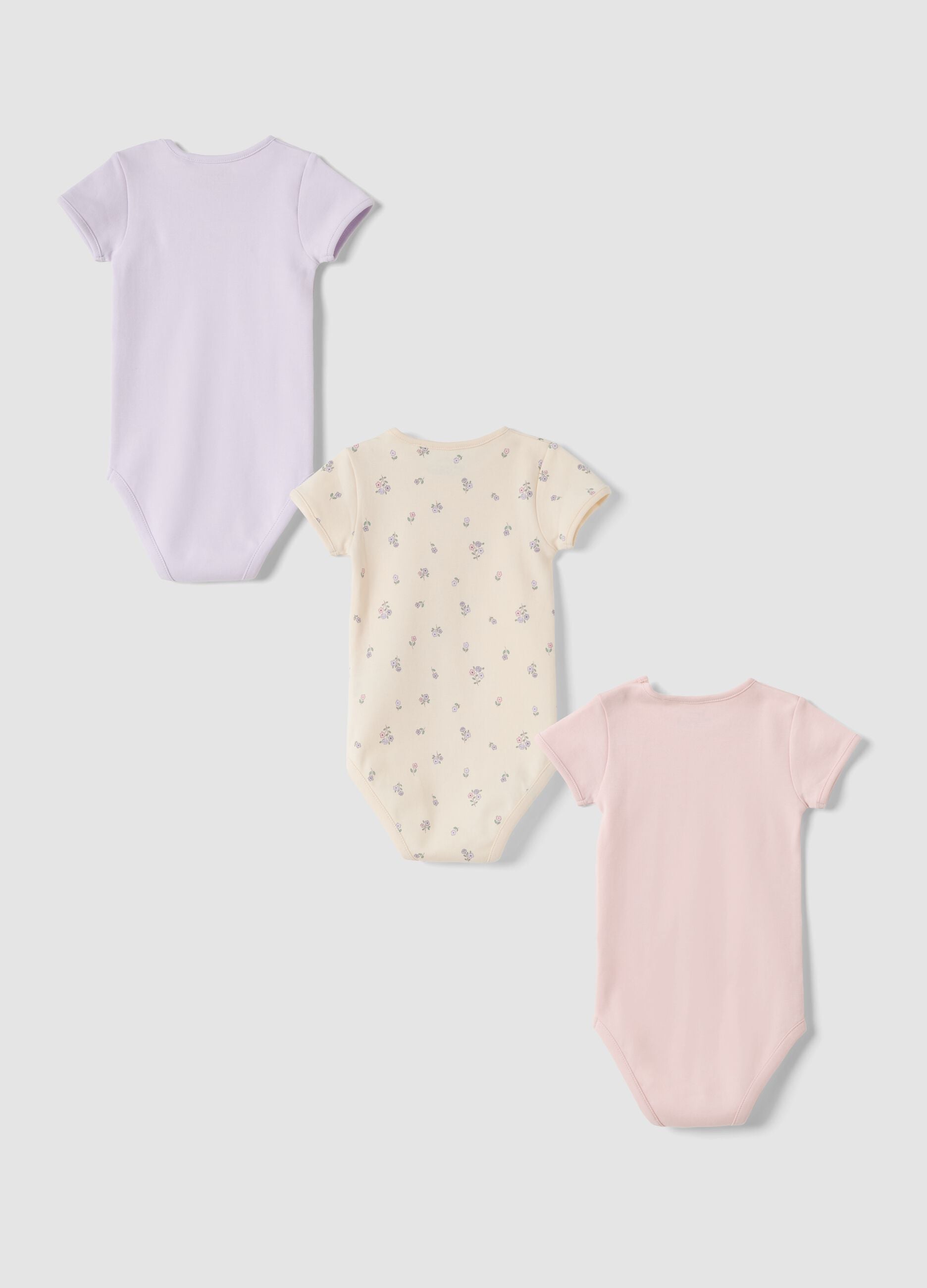 3-pack pink organic cotton crew-neck bodysuits