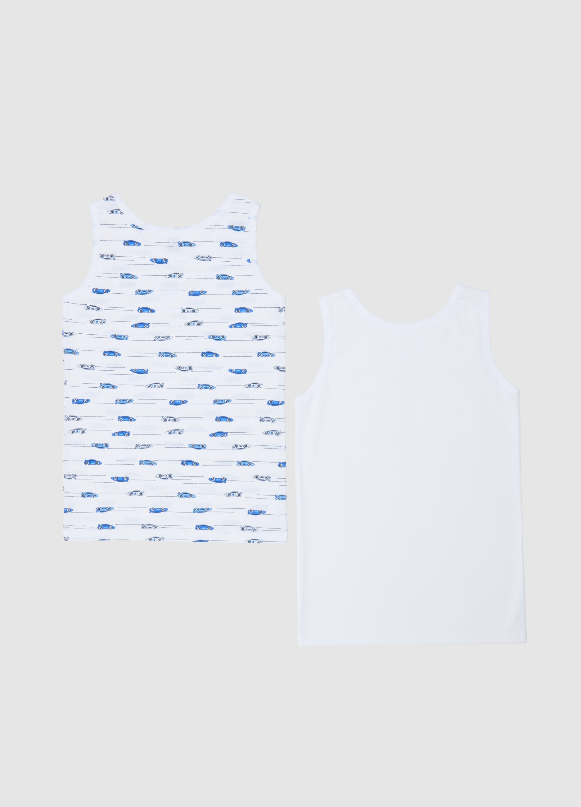 Two-pack racerback vests in cotton with print