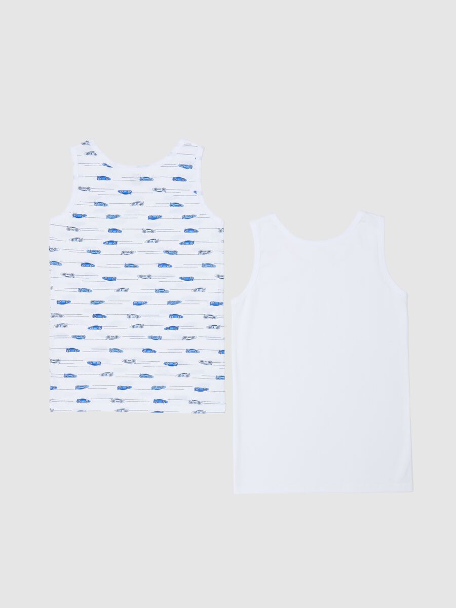 Two-pack racerback vests in cotton with print_1