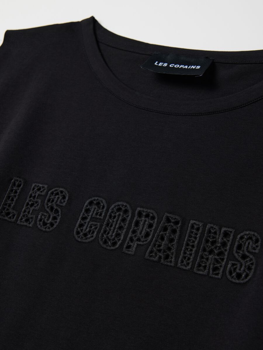 Black T-shirt in stretch cotton with logo_5