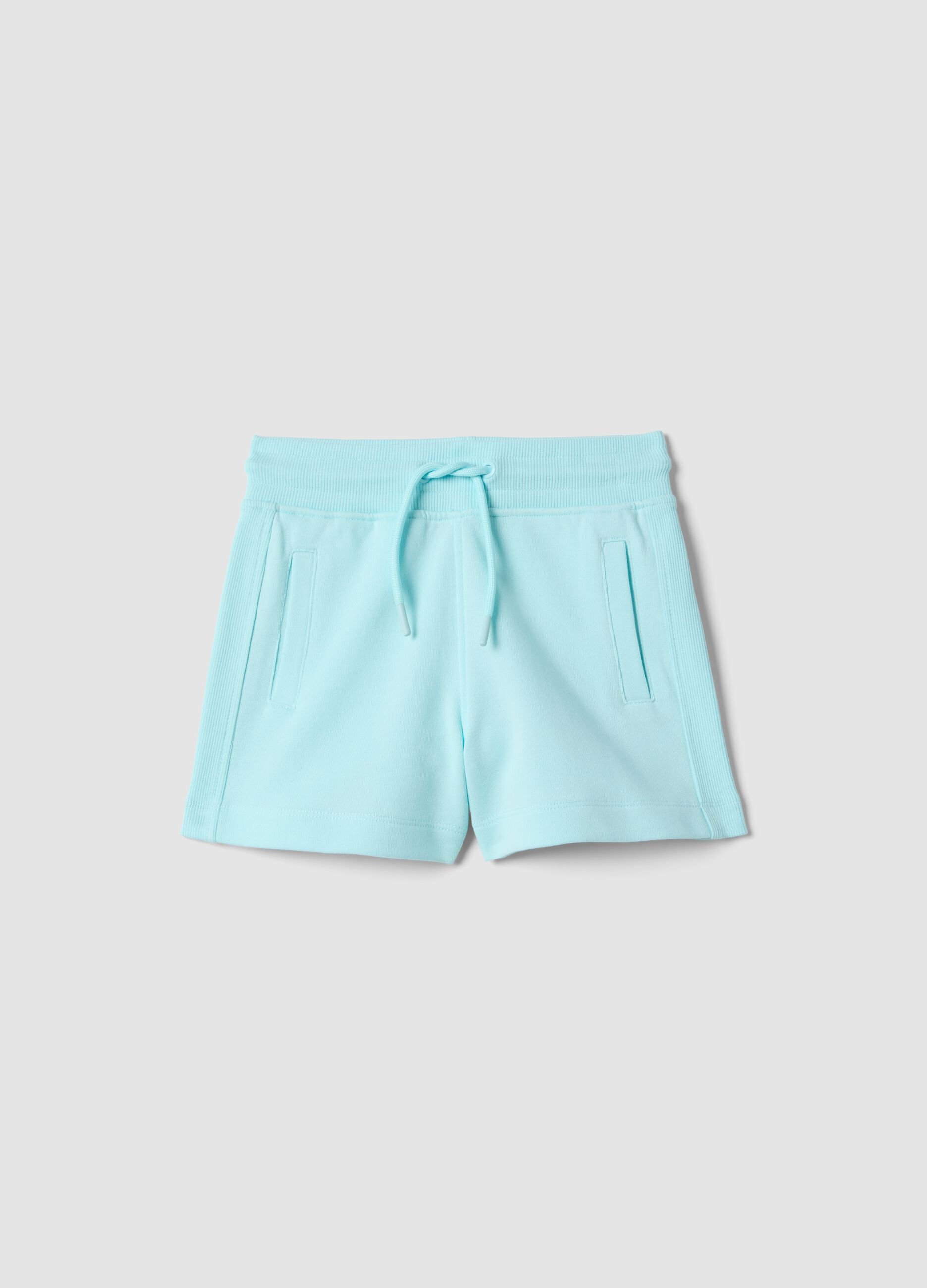 Girls&rsquo; light blue pure cotton regular-fit shorts