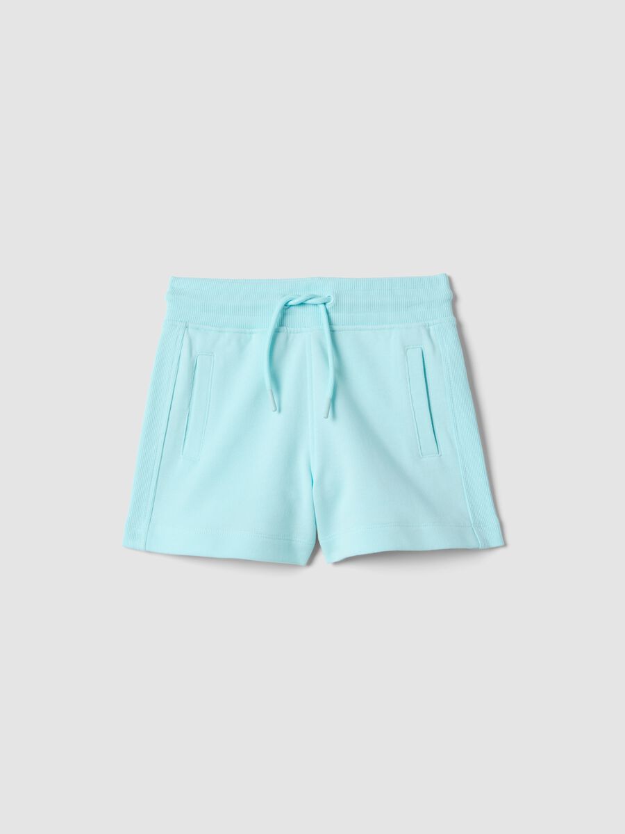 Shorts in puro cotone azzurro da bambina regular fit_0