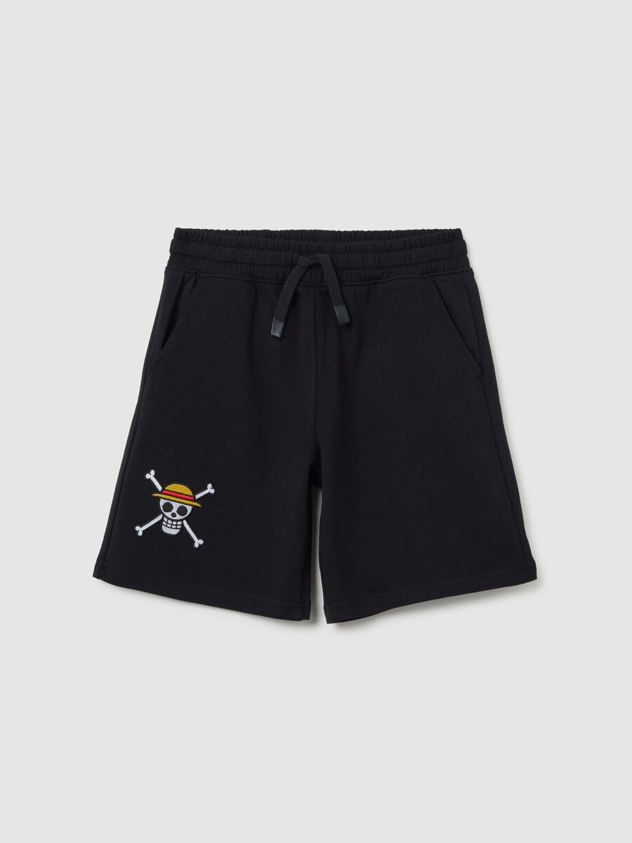 Boys' Black Pure Cotton Shorts with Print_0