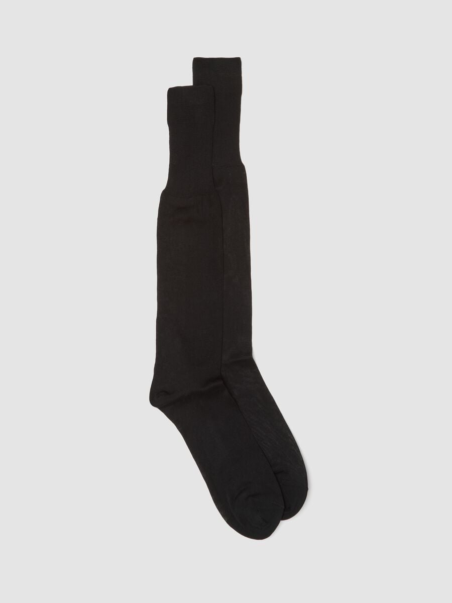 Black knee-high socks in pure cotton_0