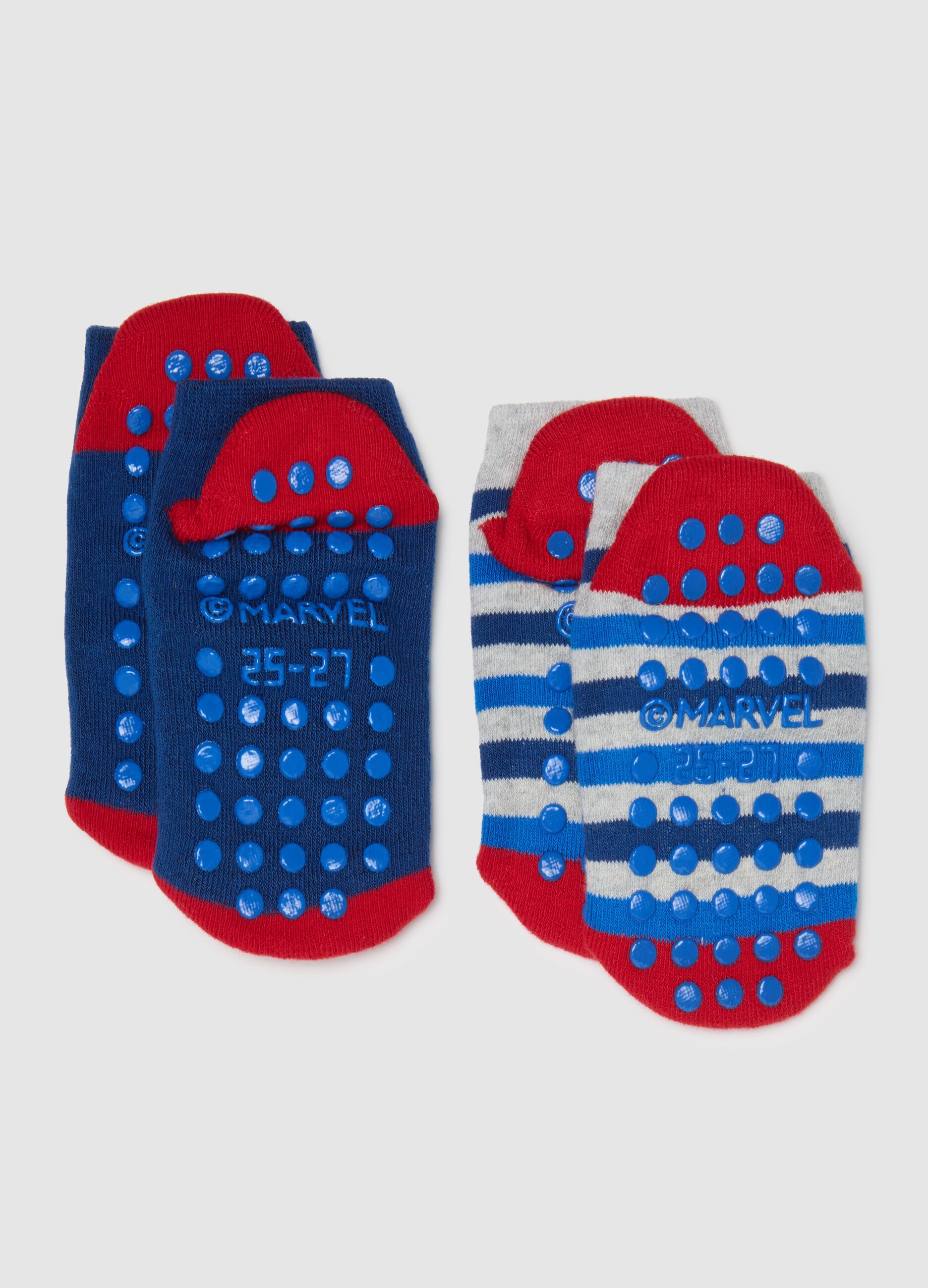 Set bipack calzini antiscivolo da bambino in cotone blu elasticizzato