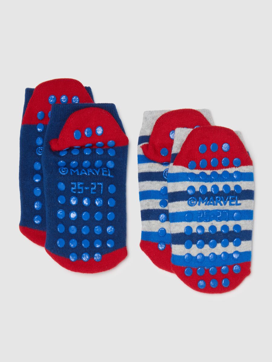 Set bipack calzini antiscivolo da bambino in cotone blu elasticizzato_1
