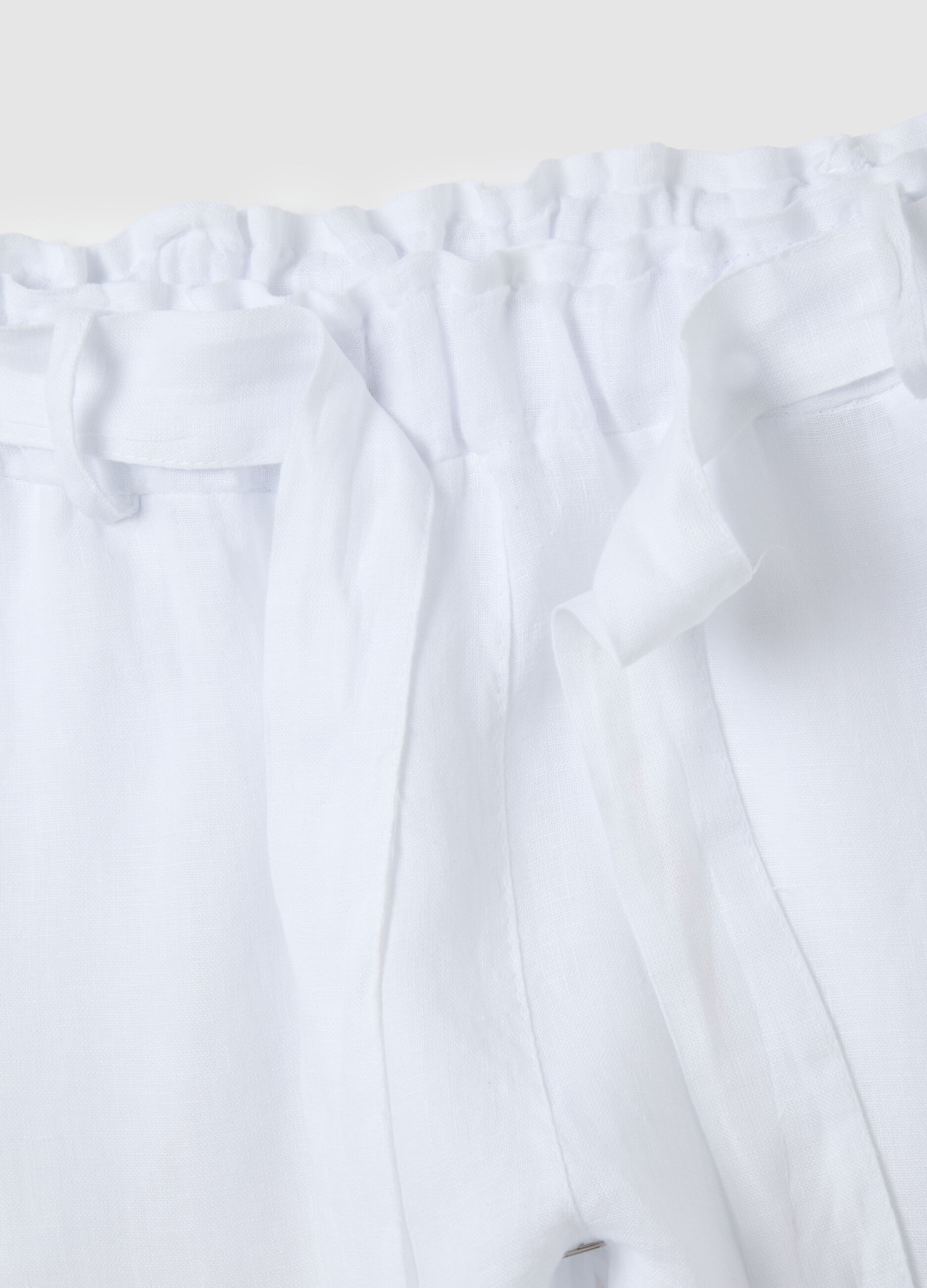 Women's pure white linen trousers regular fit