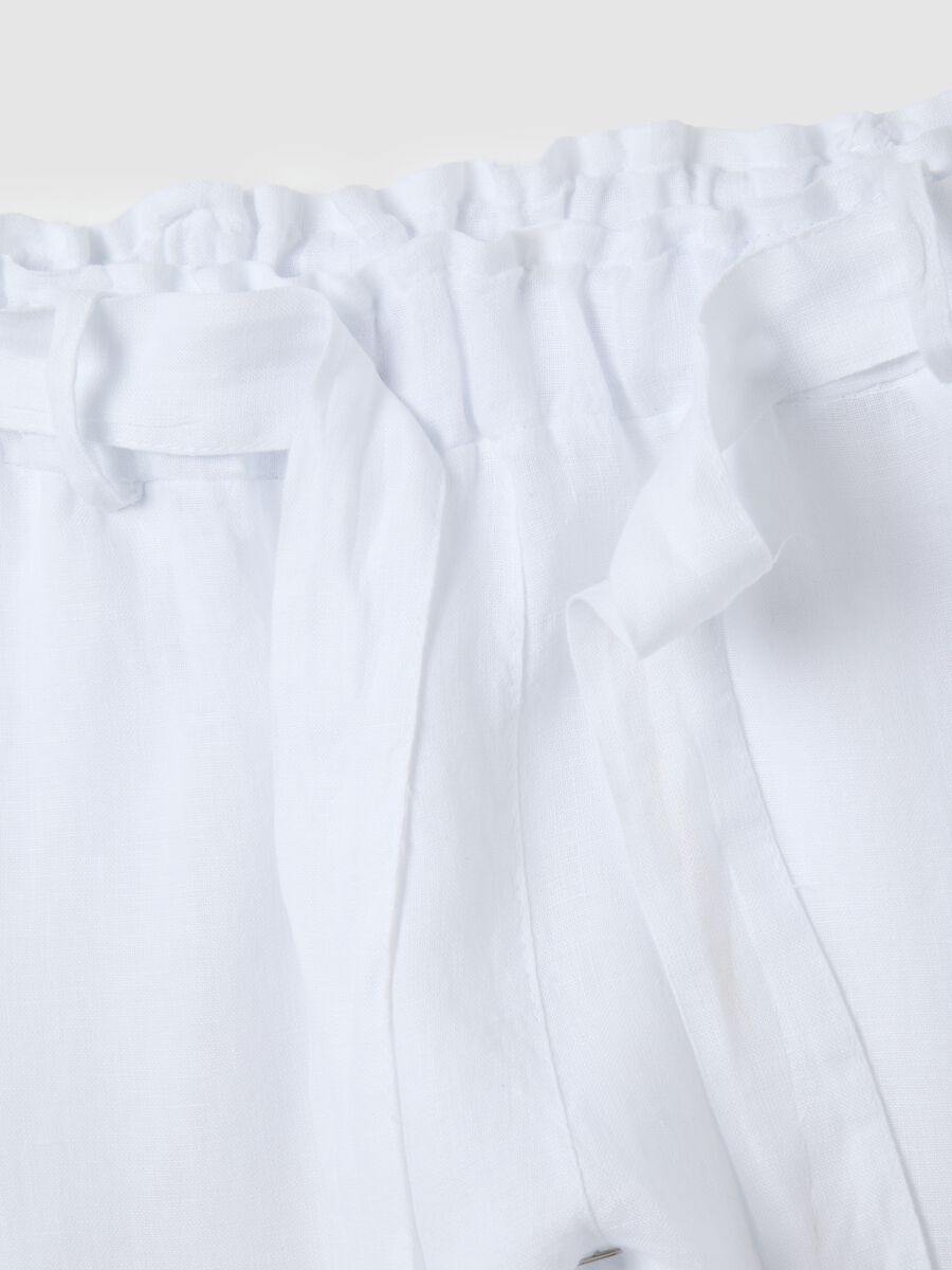 Women's pure white linen trousers regular fit_1