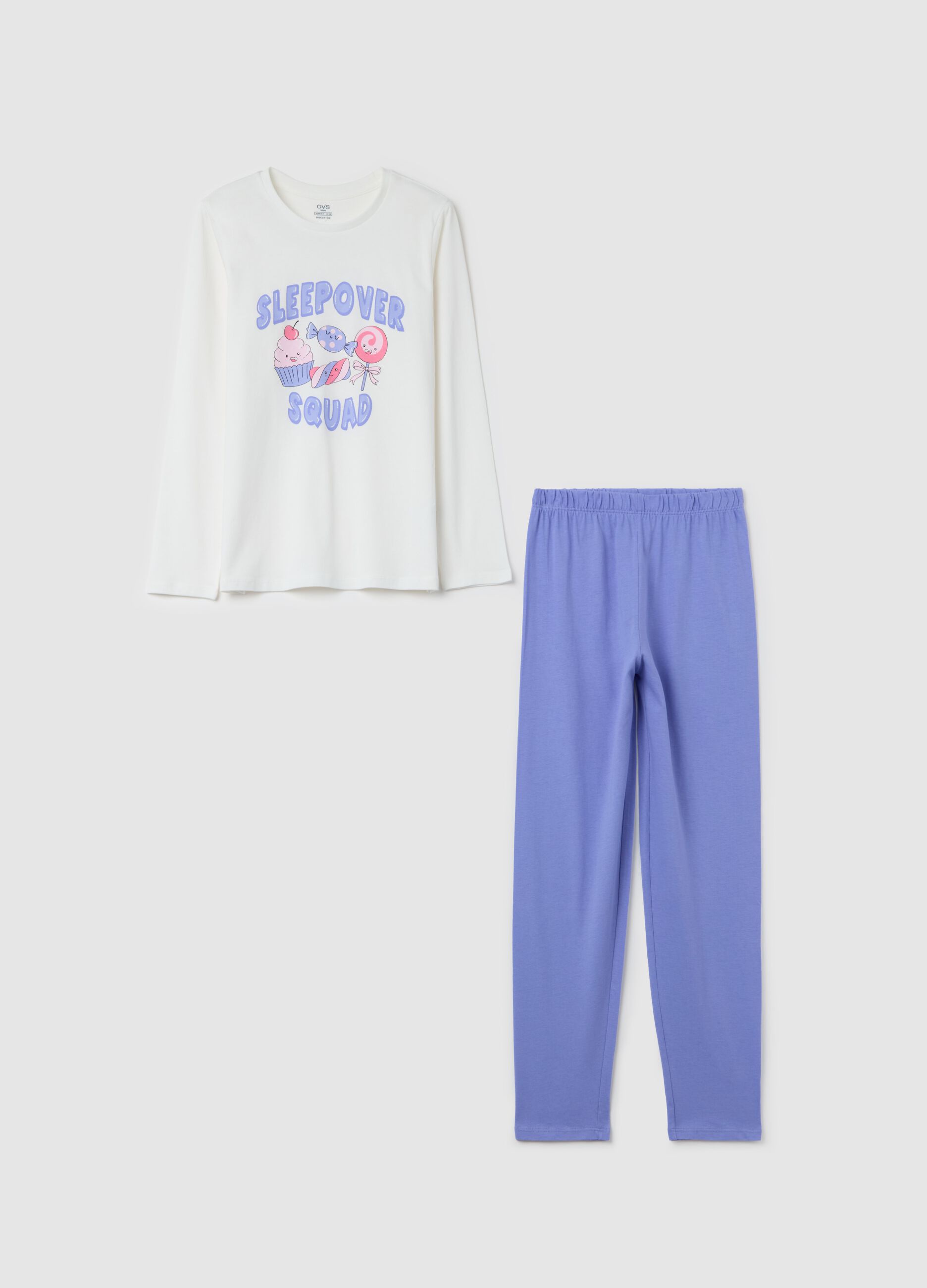 Long pyjamas with "Sleepover Squad" print