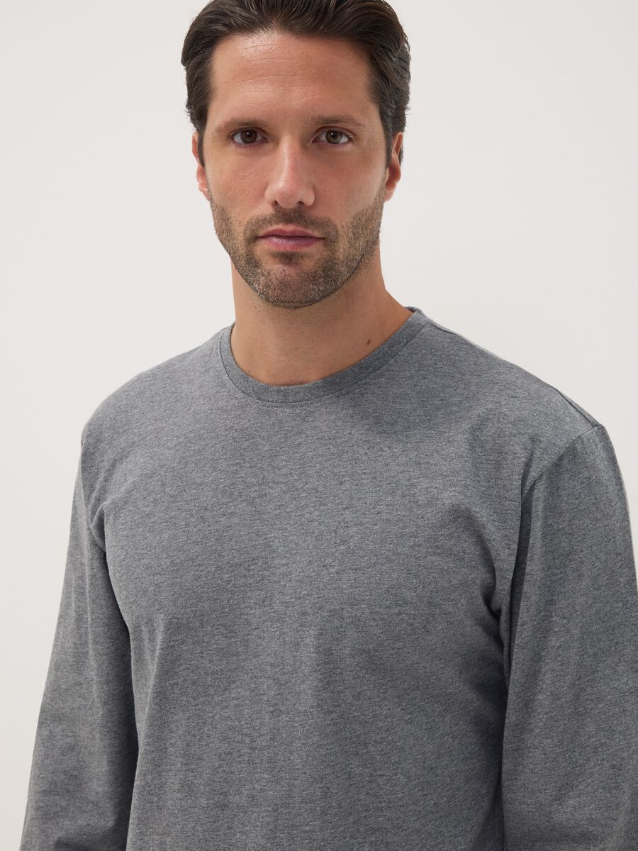 Grey organic cotton crew-neck pyjama top_2