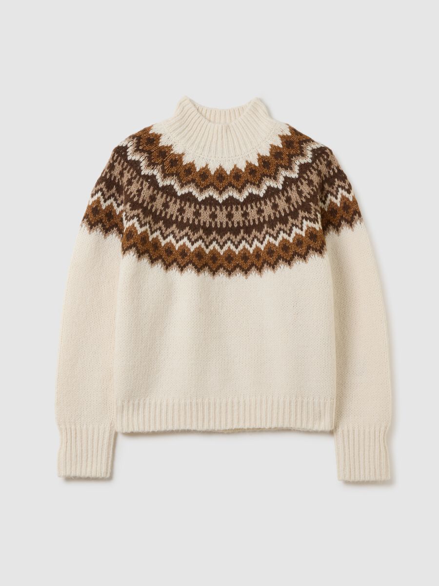 Multicolour regular fit pullover with jacquard pattern_4