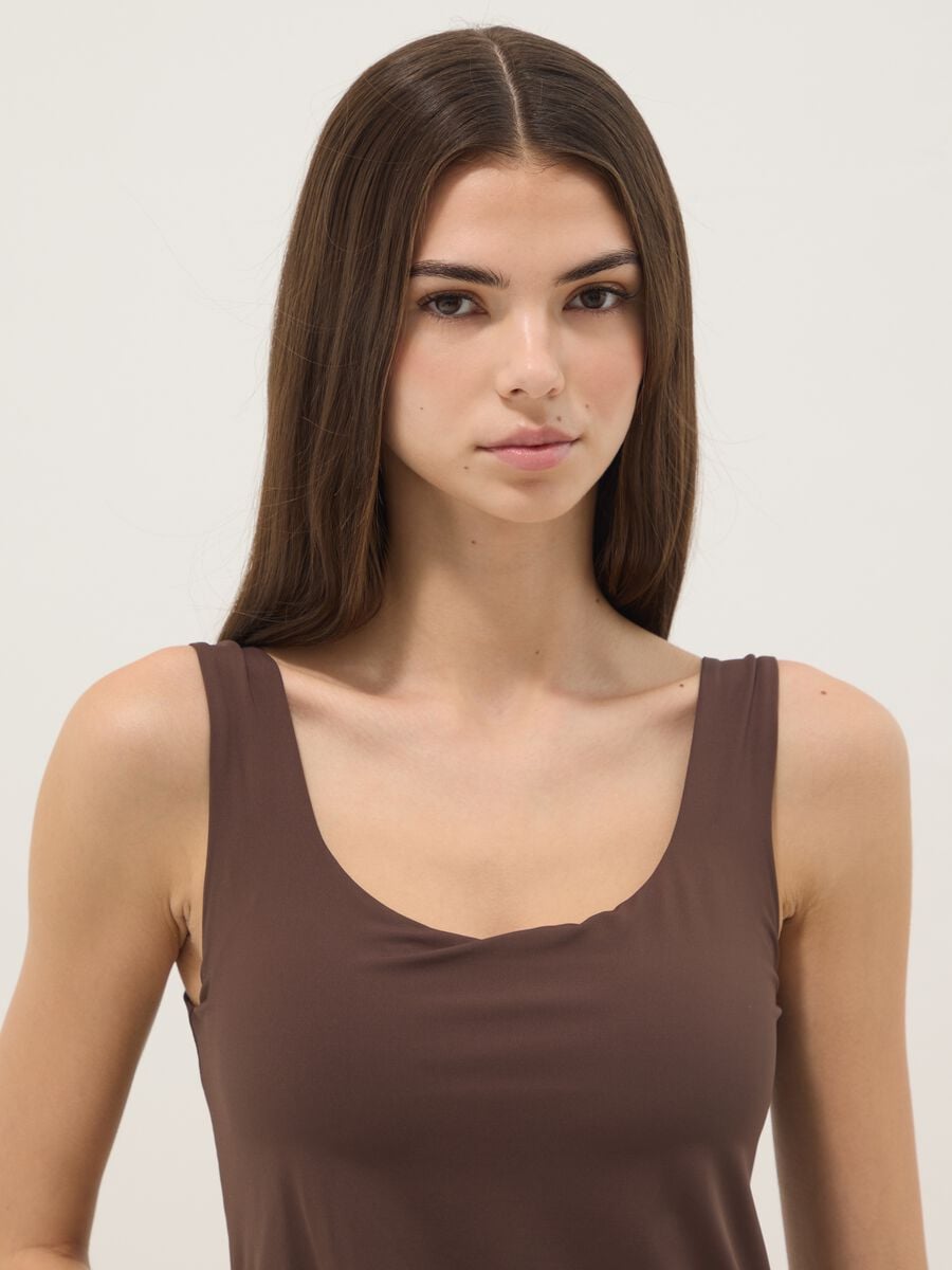 Brown regular fit vest with wide straps_1