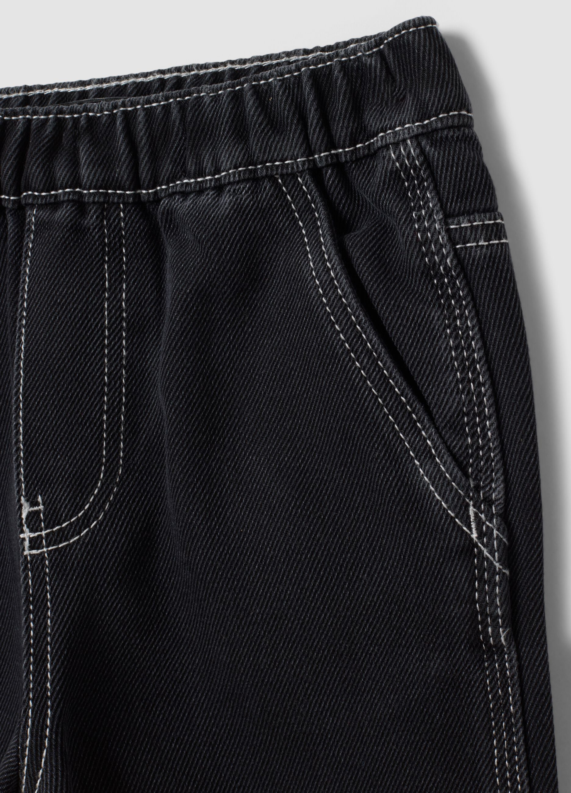 Black cotton and viscose blend joggers with elasticated waist for boys