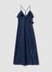 Long blue pure cotton dress with ruffles_4