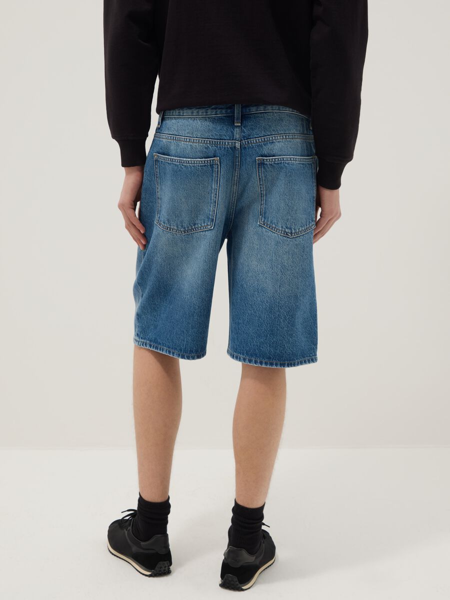 Blue pure cotton baggy denim shorts_2