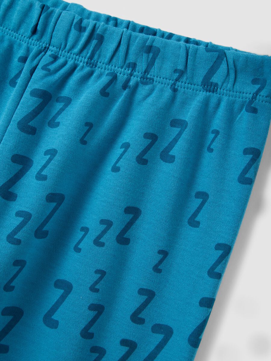 Beige and blue pure organic cotton pyjamas with bear print_3