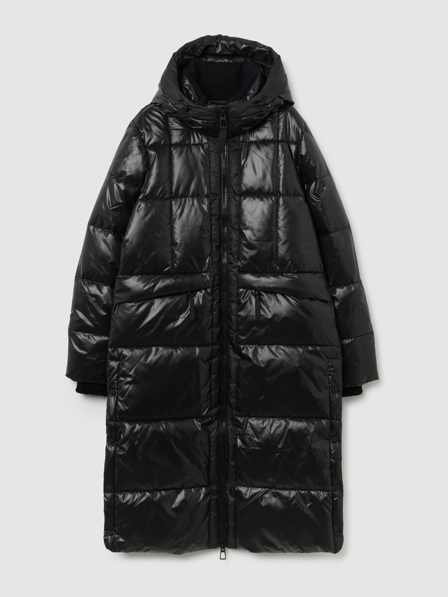 Piumino The Perfect Puffer nero lungo con cappuccio_0