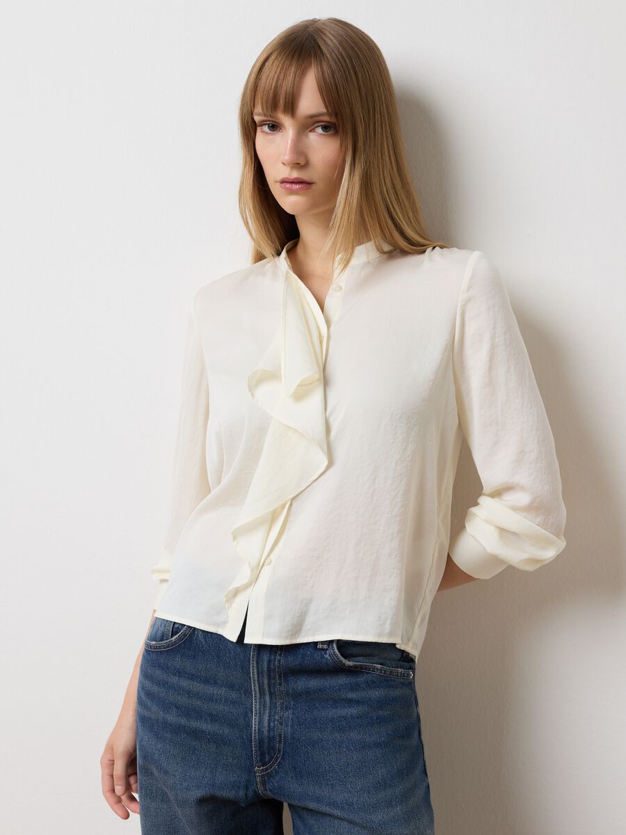White Blouse with Mandarin Collar_1