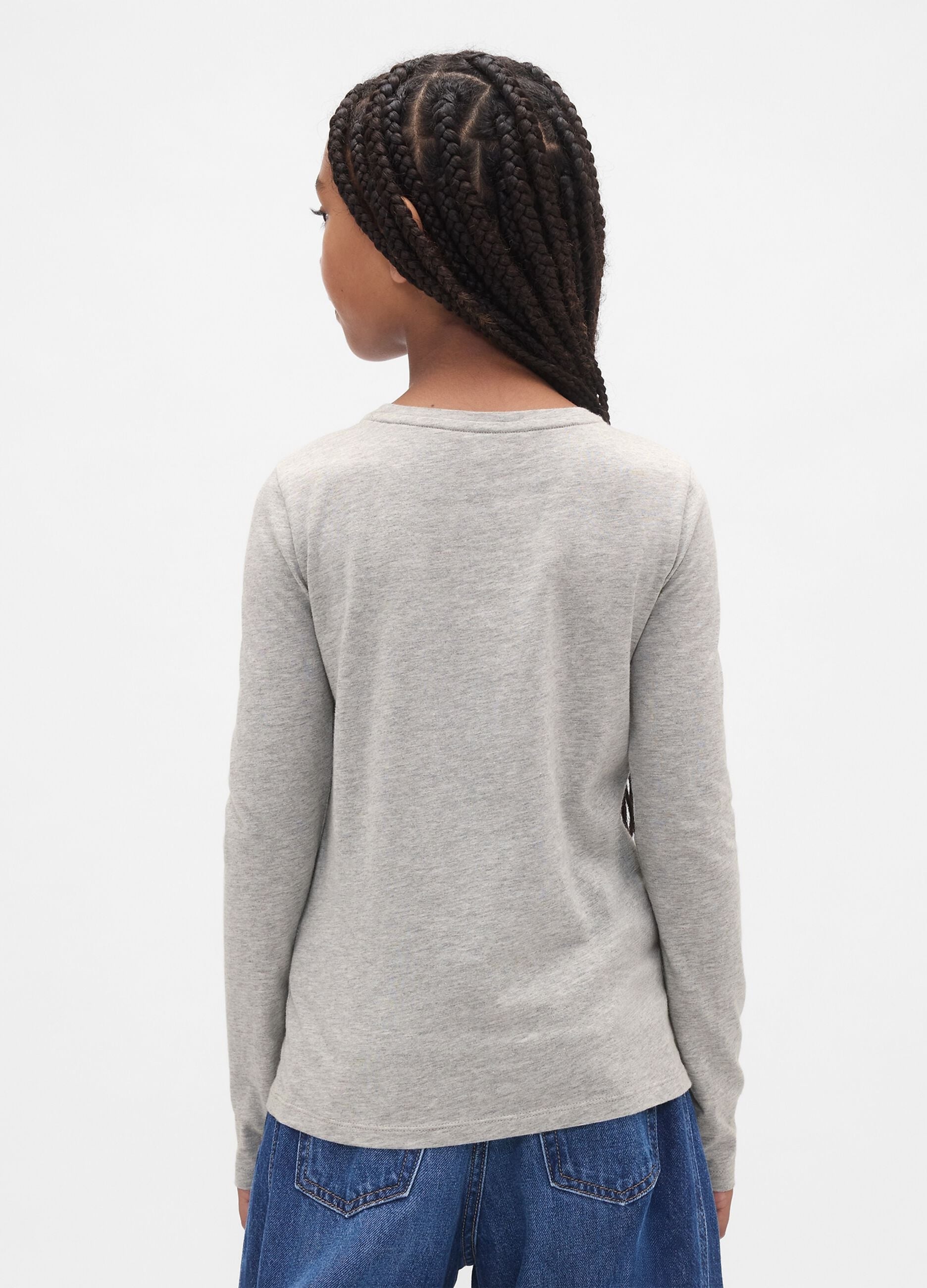 Light grey long-sleeve pure cotton T-shirt with GAP logo