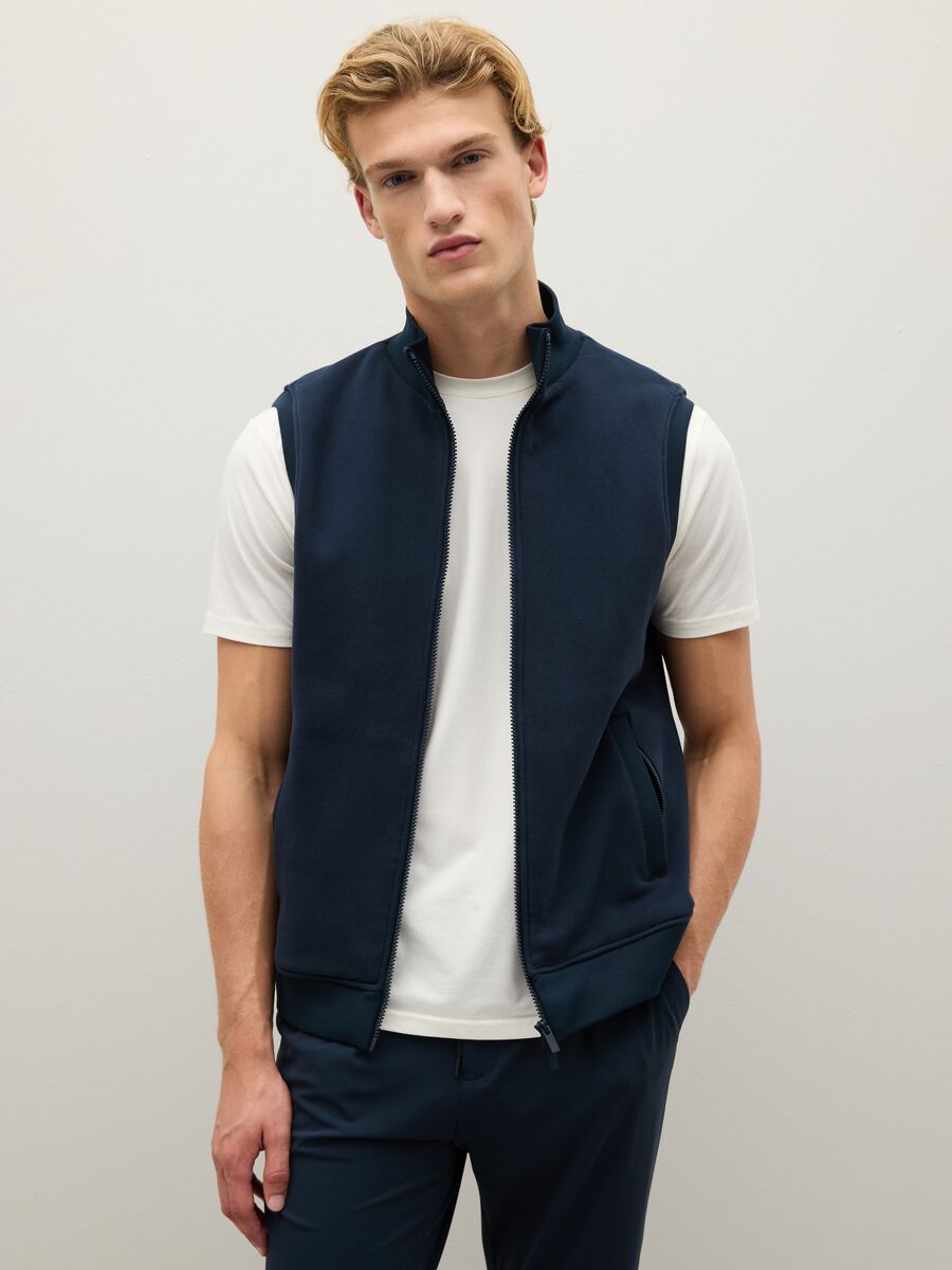 Blue pure cotton waistcoat regular fit_0
