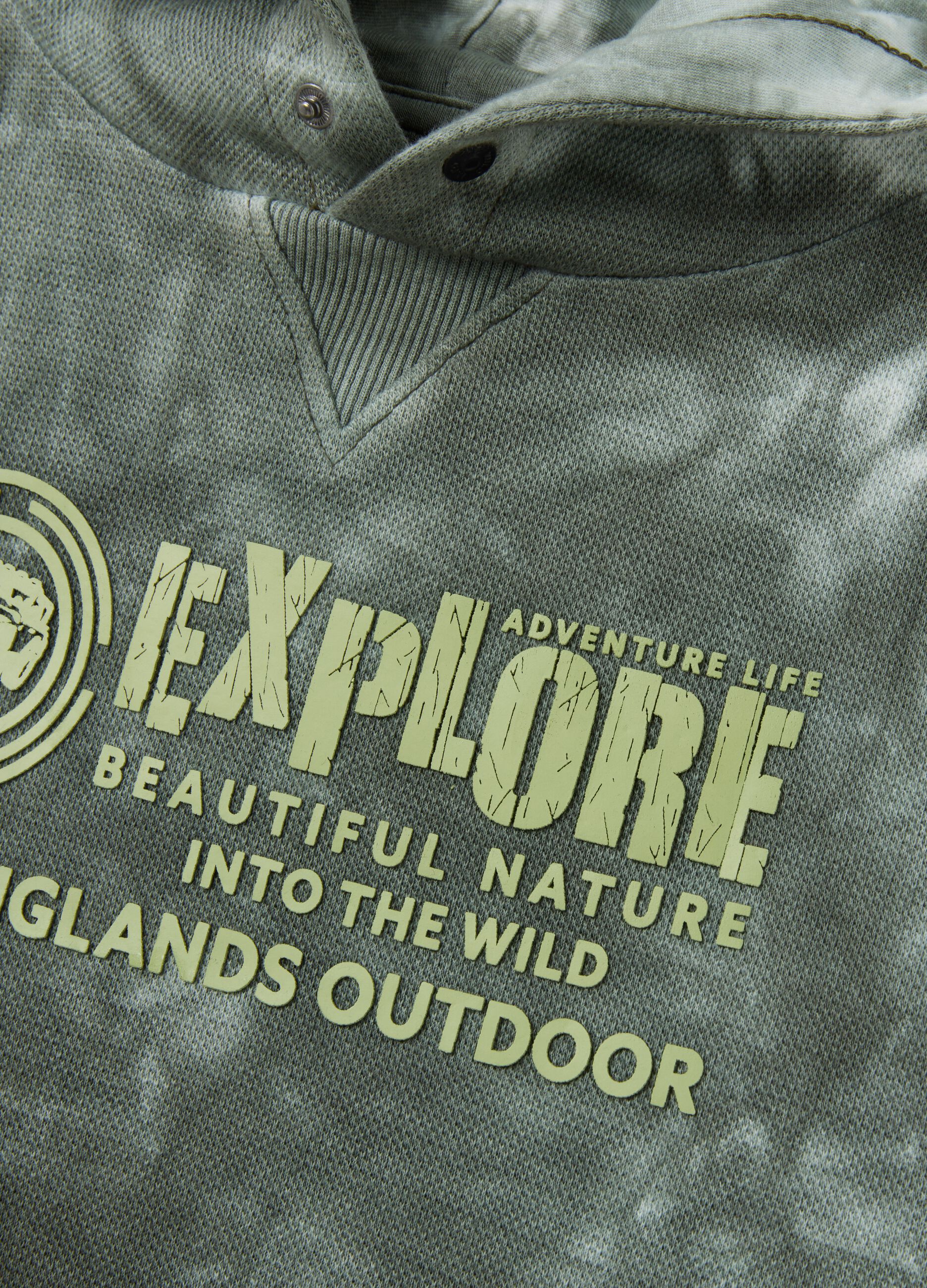 Children's sweatshirt in pure green cotton with oversized fit