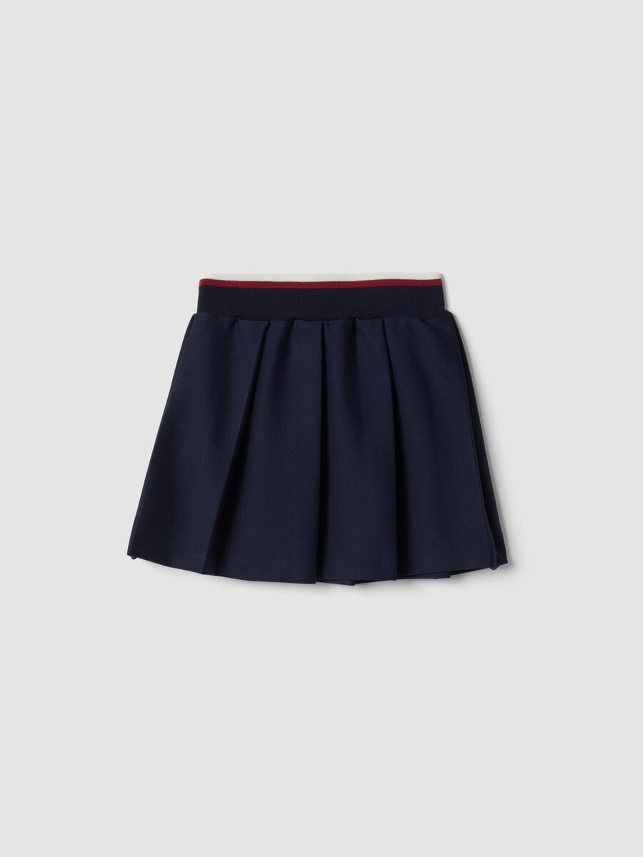 Gonna blu in viscosa elasticizzata con vita elastica per bambina_1