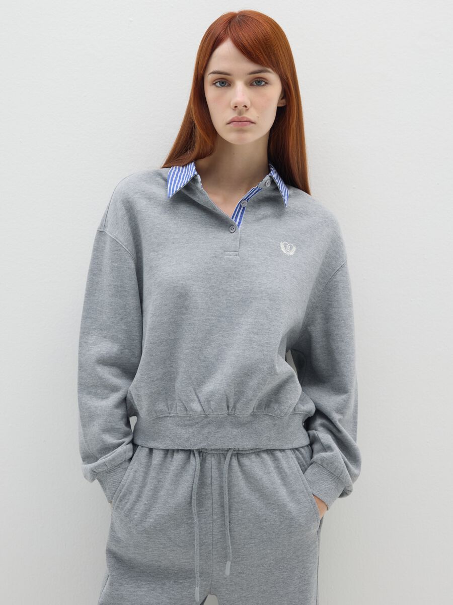 Grey Cotton Blend Sweatshirt Regular Fit_0