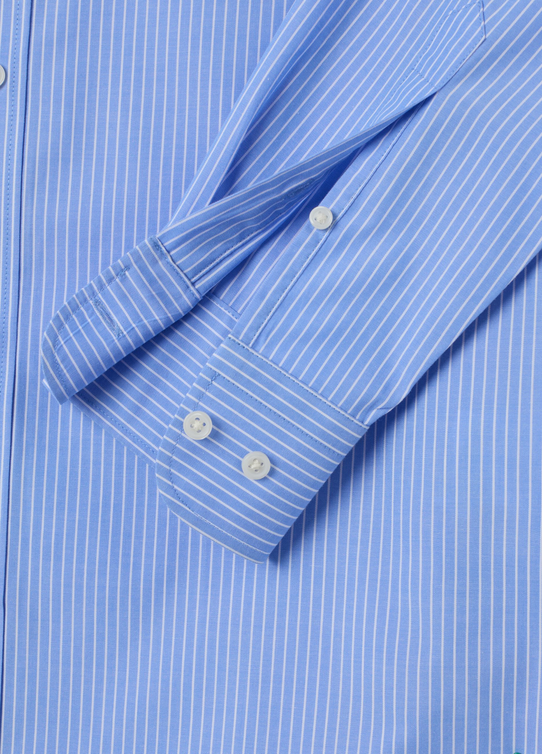 Blue Cotton Blend Regular Fit Shirt