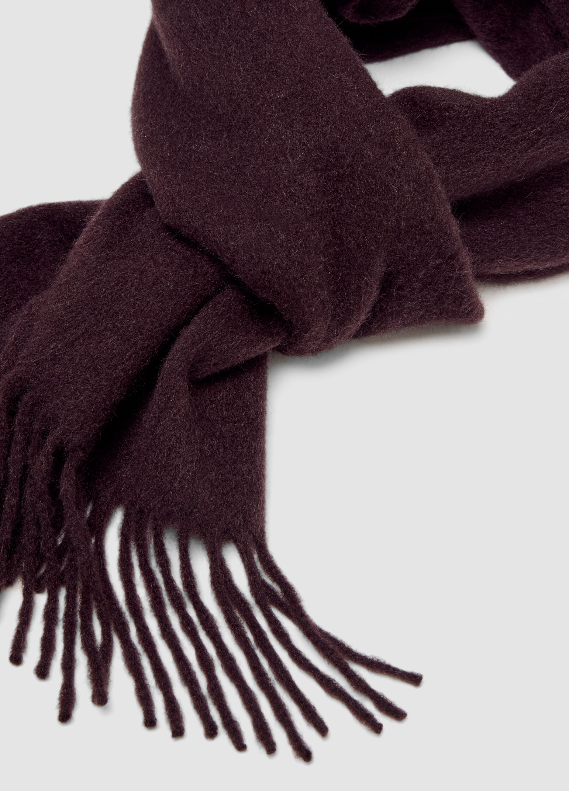 Sciarpa marrone in puro cashmere con frange