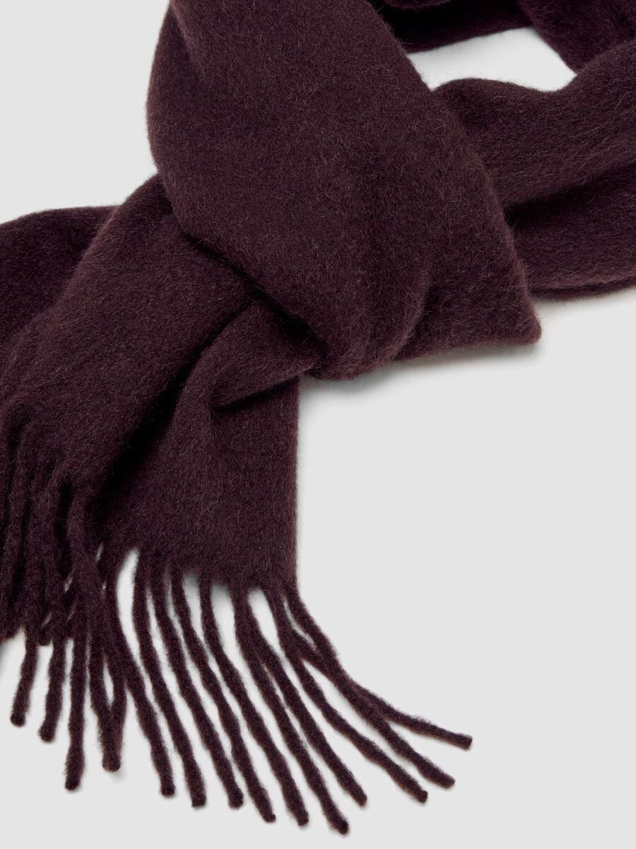 Sciarpa marrone in puro cashmere con frange_1