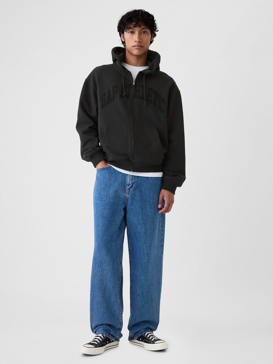 Full-zip sweatshirt with hood and logo embroidery_1