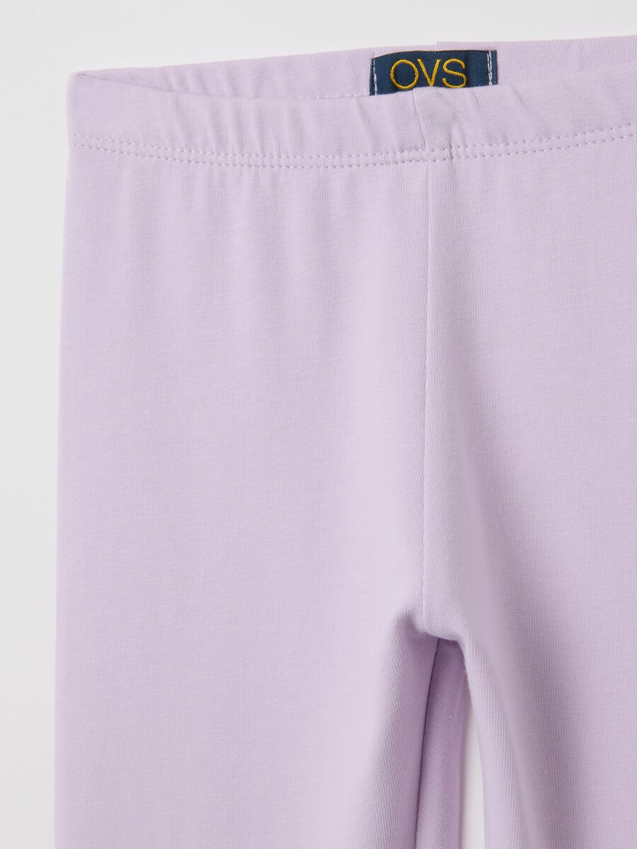 Girls' Purple Stretch Cotton Leggings_2
