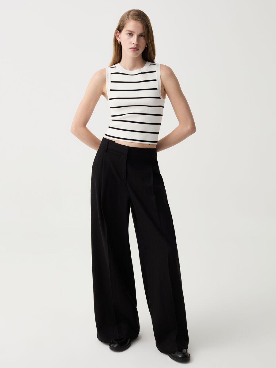 Wide-leg palazzo trousers with darts_0