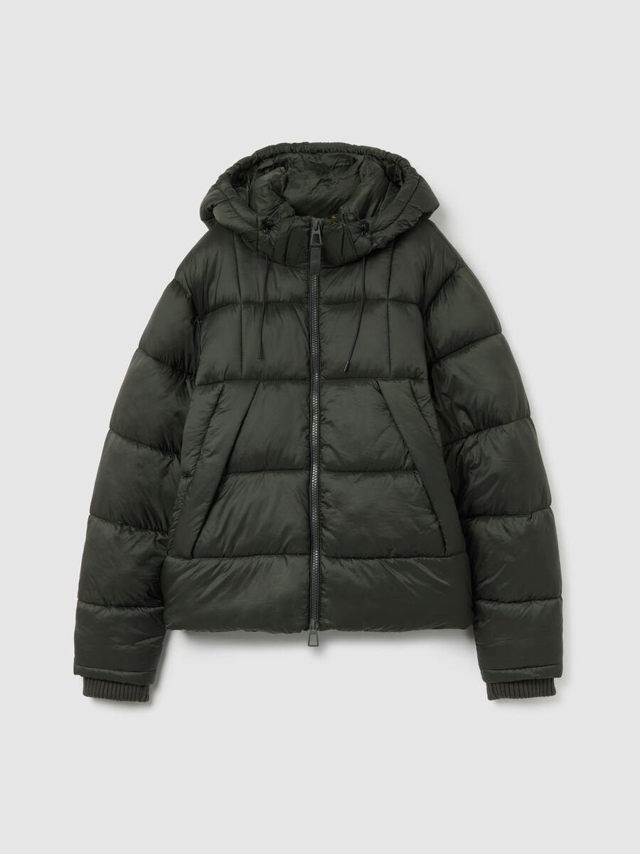 Dark Green Iconic Puffer Jacket with Removable Hood_4