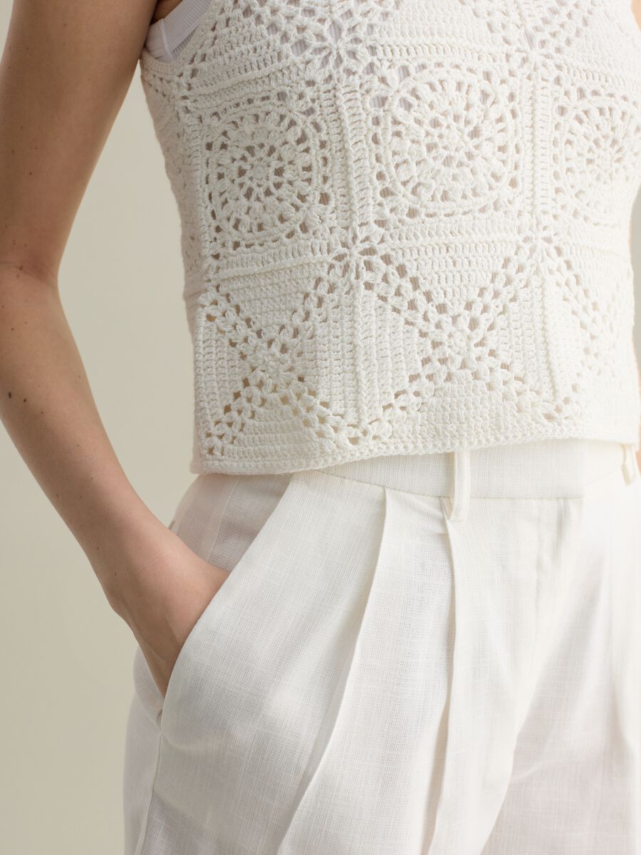 White crochet knit tank top_2