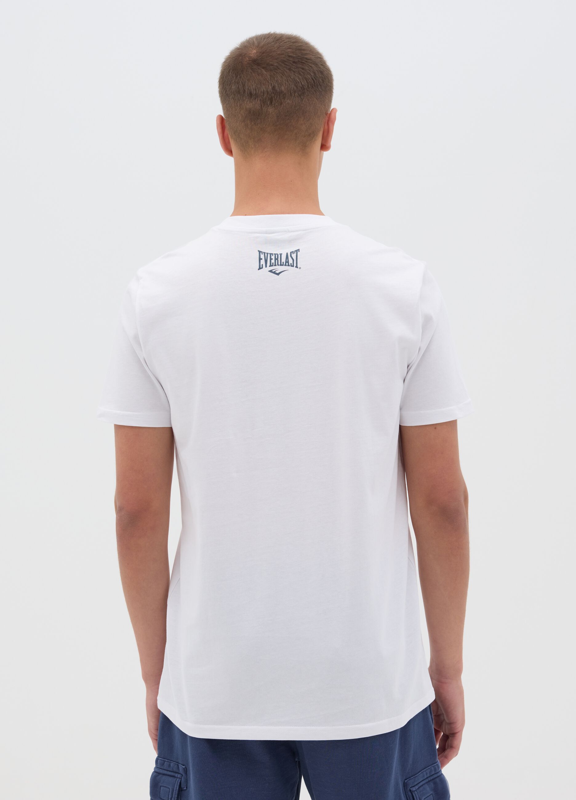 T-shirt da uomo in puro cotone bianca regular fit con logo Everlast